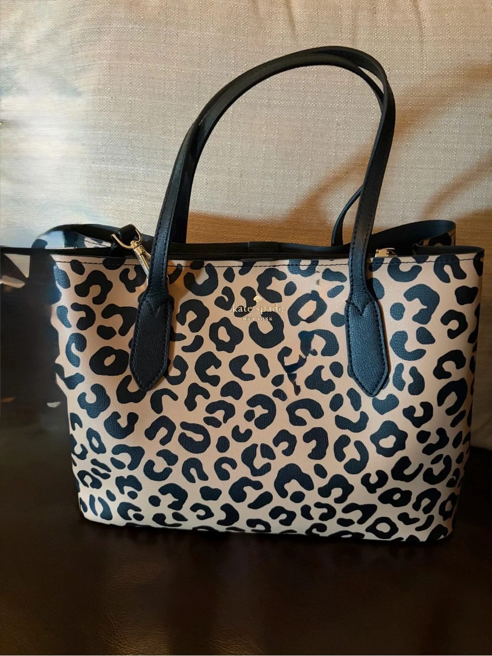 kate spade Leopard Print Tote in Black and Cream